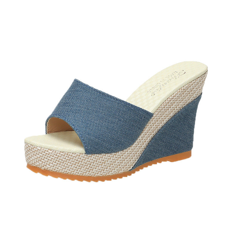 Wholesale Thick Bottom High Heel Slides Open Toe Women's plus size Slippers